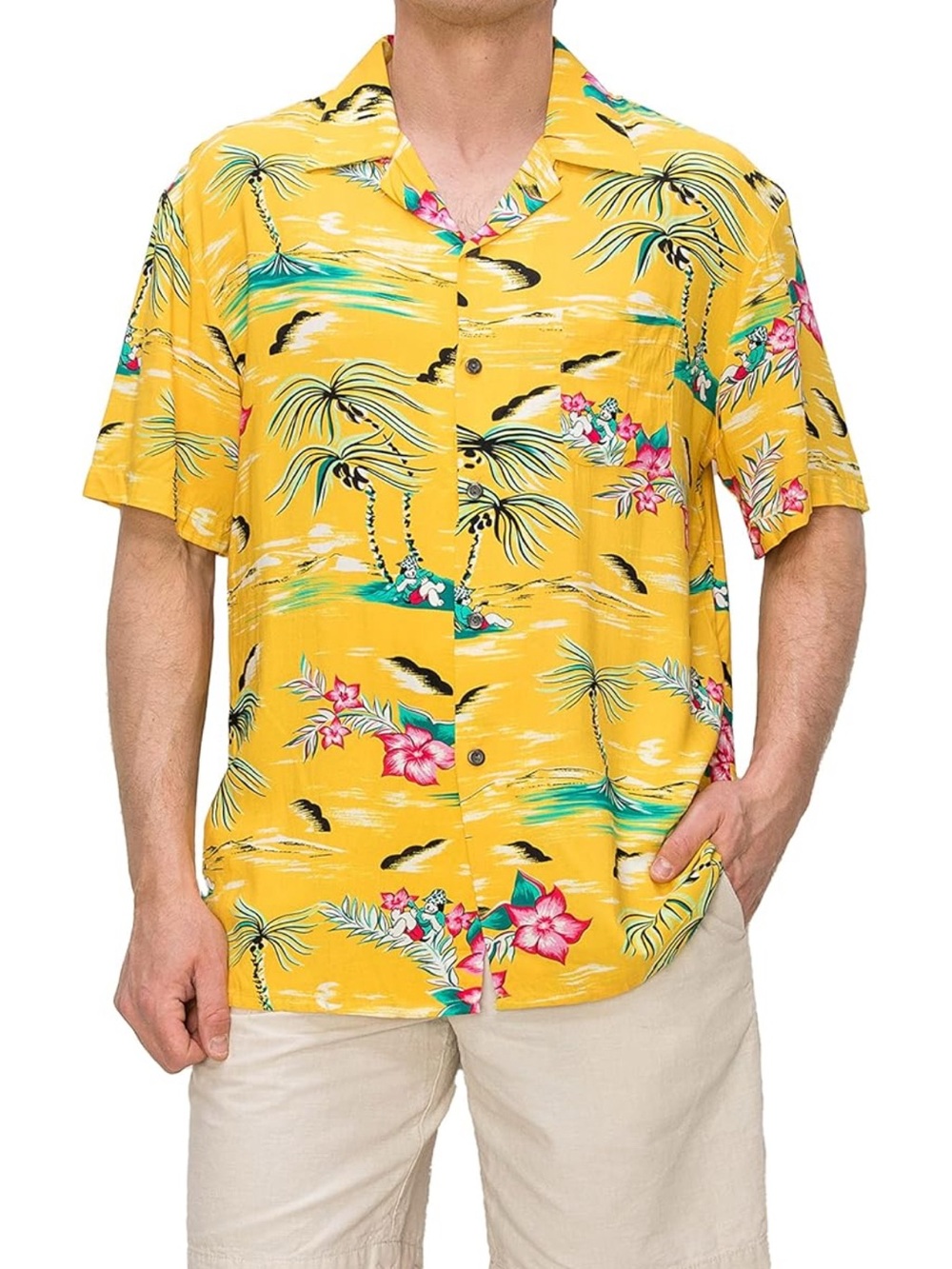 Omega Italy Hawaiian Shirt / Large 16-16 1/2 / Button Down / Tropical / Summer